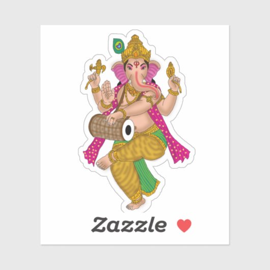 Autocollant Ganesha dansant (Feuille)
