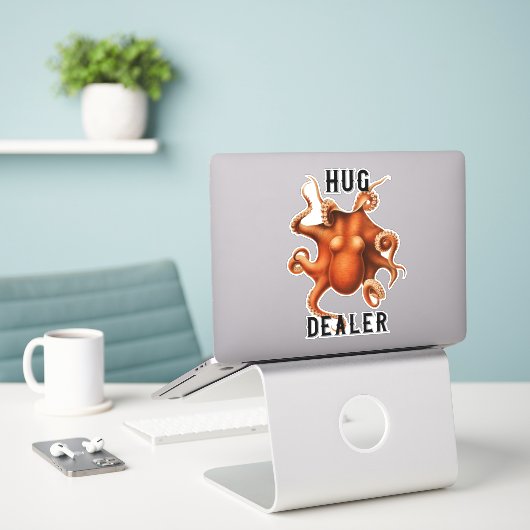 Autocollant géant drôle de pieuvre 'marchand de câ (Ordinateur portable sur le bureau)