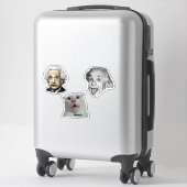 Autocollant génial Einstein et chat hilarant (Sur valise)