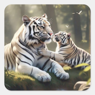 Autocollant Gentil Tigre Blanc – Minimaliste & Élé