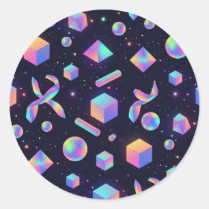 Autocollant géométrique iridescent holographique 3