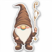Autocollant Gnome Explorateur avec Canne (Devant)