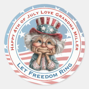 Autocollant Grand-mère patriotique 4 juillet