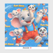 Autocollant grand vinyle éléphant et panda (Feuille)