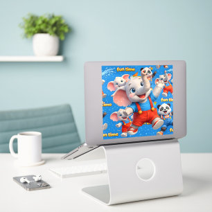 Autocollant grand vinyle éléphant et panda