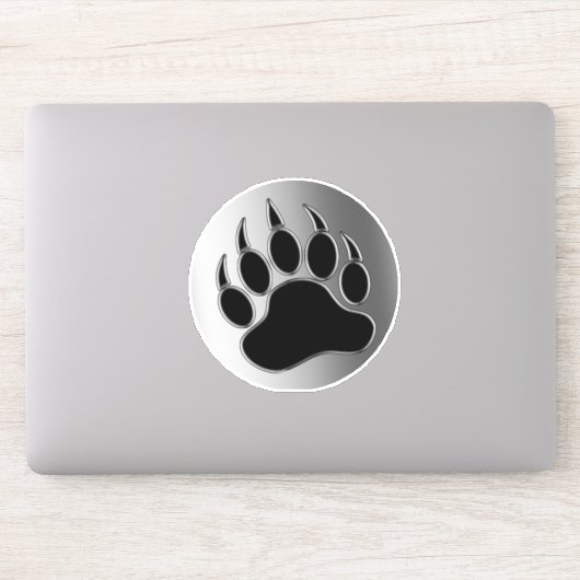Autocollant Grande Patte d'Ours Argenté Classique (Ordinateur)
