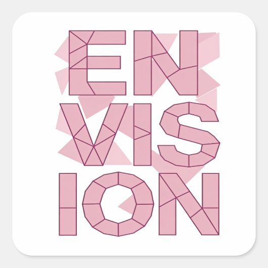 Autocollant graphique carré ENVISION rose (Devant)