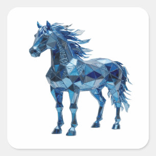 Autocollant graphique de cheval géométrique bleu v