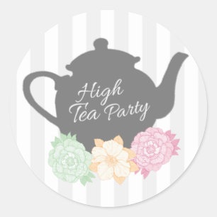 Autocollant Gray Stripe & Teapot High Tea