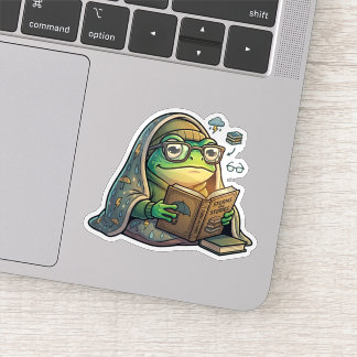Autocollant Grenouille en train de lire par jour d