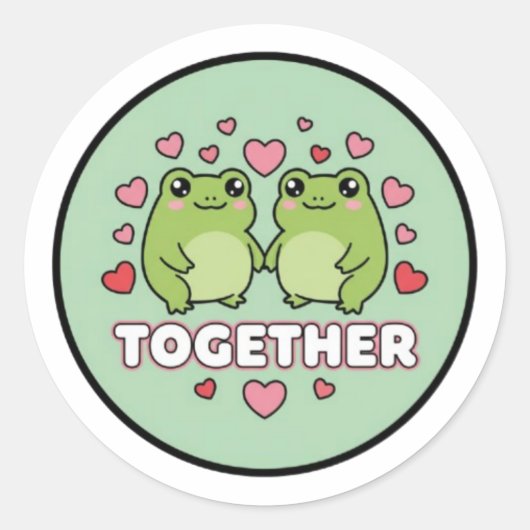 Autocollant Grenouille Ensemble Couple Mignon Gren (Devant)