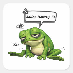 Autocollant Grenouille Fatiguée Batterie Sociale 1