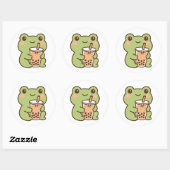 Autocollant grenouille Kawaii avec Bubble Tea (Feuille)