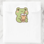 Autocollant grenouille Kawaii avec Bubble Tea (Sac)
