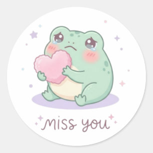 Autocollant Grenouille Miss You Mignonne Grenouill