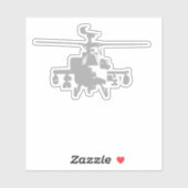 Autocollant gris à vue frontale AH-64 Apache (Feuille)