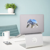 Autocollant Grizzly avec silhouette Wilderness (Ordinateur portable sur le bureau)