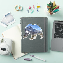 Autocollant Grizzly avec silhouette Wilderness