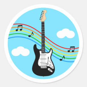 Autocollant Guitare Électrique Ciel Arc-en-ciel Mu