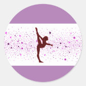 Autocollant gymnastique violet mousseux. (Devant)