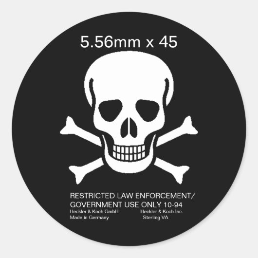 Autocollant H&K 5,56 mm x 45 crâne (Devant)