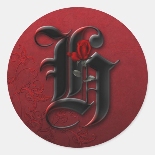 Autocollant H Monogramme H de rose noire et rouge (Devant)