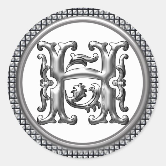 Autocollant H rond initial en argent (Devant)