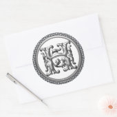 Autocollant H rond initial en argent (Enveloppe)