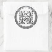 Autocollant H rond initial en argent (Sac)