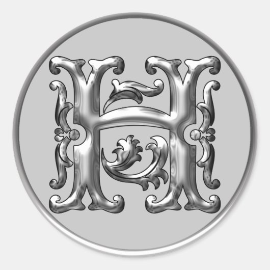 Autocollant H rond initial en argent (Devant)