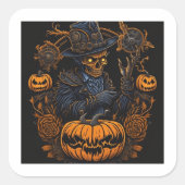 Autocollant Halloween Chat Sorcière | Étiquette Ca (Devant)