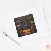 Autocollant Halloween Chat Sorcière | Étiquette Ca (Enveloppe)