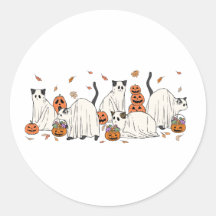 Autocollant Halloween Chats Fantômes