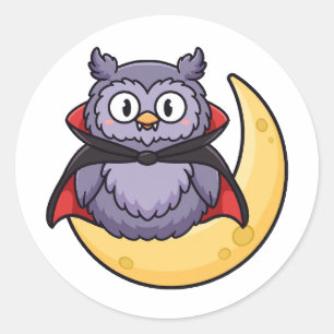 Autocollant Halloween de chouette vampire mignon