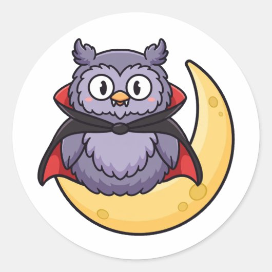 Autocollant Halloween de chouette vampire mignon (Devant)