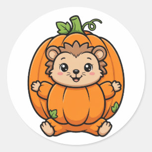 Autocollant Halloween de hérisson Citrouille Migno