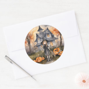 Autocollant Halloween généré par l'IA de sorcière