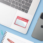 Autocollant Hello My Name Is (Ordinateur portable avec iPhone)