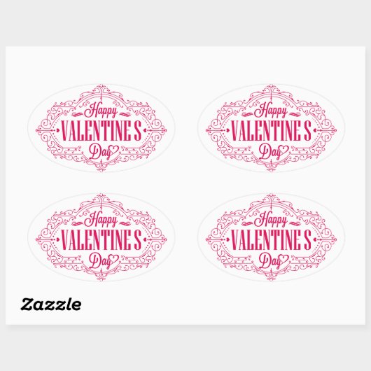 Autocollant Heureuse Sainte-Valentin Oval (Feuille)