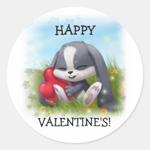 Autocollant heureux de lapin de la bande dessinée