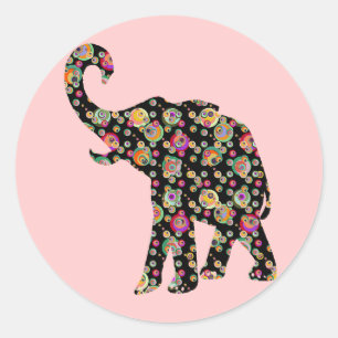 Autocollant hippie d'éléphant
