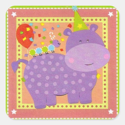 Autocollant Hippo Anniversaire (Devant)