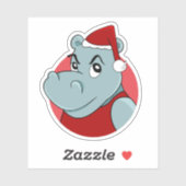 autocollant hippo de Noël (Feuille)