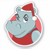 autocollant hippo de Noël (Devant)