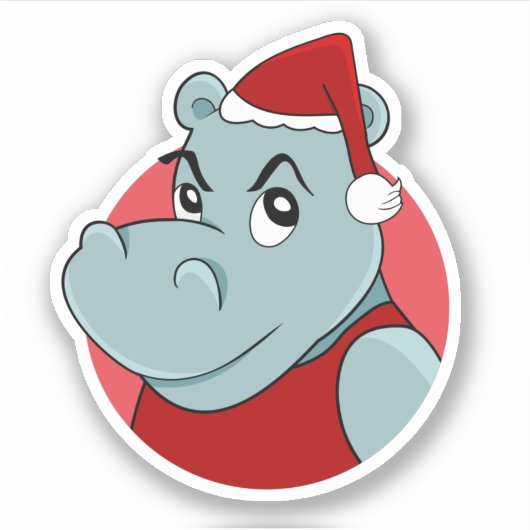 autocollant hippo de Noël (Devant)