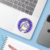 Autocollant Honkai Star Rail Chibi Silver Wolf (Ordinateur portable avec iPhone)
