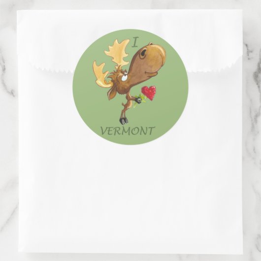 Autocollant I Heart Vermont Moose (Sac)