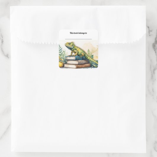 Autocollant Iguana et Livres modifiables (Sac)