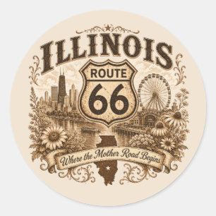 Autocollant Illinois Route 66 Mother Road