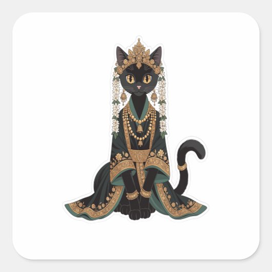 Autocollant Impératrice Royale Émeraude Chat (Devant)
